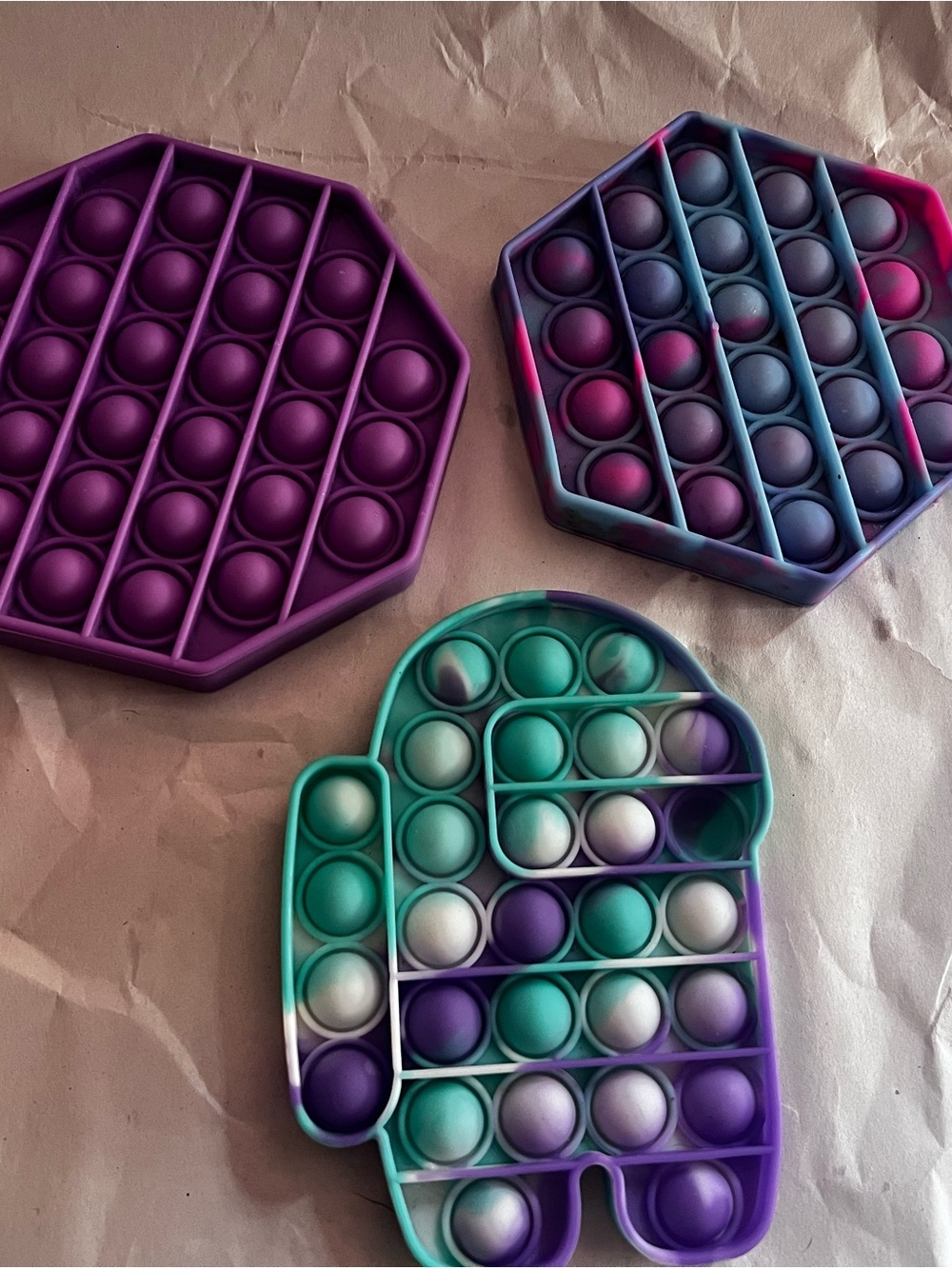 Purple Teal and pink Pop-It s Fidget Toy